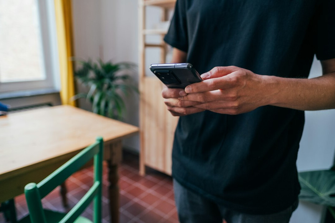 person using smartphone
